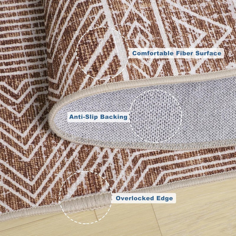 FUNMAT Office Chair Mat for Hardwood & Tile Floor, 36" × 55" Desk Chair Mat for Rolling Chairs, Anti-Slip Under Desk Rug Floor Protector for Home Office, Washable Area Rug for Living Room, Brown - Image 3